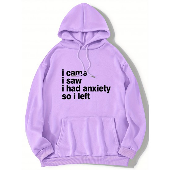 Chic Plus Size Womens Hoodie with Slogan Print - Adjustable Hood, Kangaroo Pockets, Long Sleeves - Perfect Casual Top for Fall & Winter - Comfortable, Stylish Plus Size Clothing