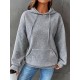 Plus Size Solid Color Waffle Long Sleeve Hooded Sweatshirt, Casual Drawstring Kangaroo Pocket Hoodie, Women's Clothing