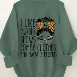 Plus Size I Like Print Sweatshirt, Casual Long Sleeve Crew Neck Pullover Sweatshirt, Women's Plus Size&nbsp;Clothing