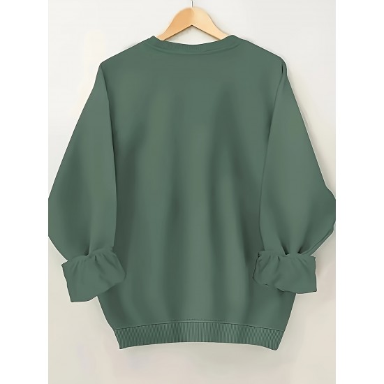 Plus Size I Like Print Sweatshirt, Casual Long Sleeve Crew Neck Pullover Sweatshirt, Women's Plus Size&nbsp;Clothing