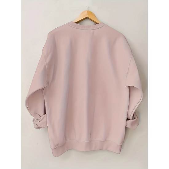 Plus Size I Like Print Sweatshirt, Casual Long Sleeve Crew Neck Pullover Sweatshirt, Women's Plus Size&nbsp;Clothing